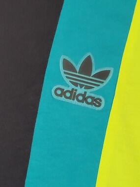 Adidas Originals Tee XL Black Neon Stripe Trefoil Logo Streetwear T Shirt